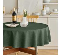 Decorelia Waterproof Round Tablecloth for Round Dining Table, Decorative Rustic Wipeable Table Cloths Cover Indoor Outdoor Use for Holiday,Wedding, Kitchen (70 Inch,Round (4-6 Seats),Dark Green)