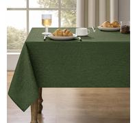 Decorelia Waterproof Wipe Clean Table Cloth for 10ft Banquet Rectangle Table, Outdoor Spillproof Wrinkle Free Tablecloth for Thanksgiving,Easter (Oblong, 60 x 144 Inch (12-14 Seats), Dark Green)