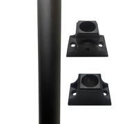 Decorex Hardware Stair Railing Kit - 5/8" x 44" (5/8" ≈ 16 mm, 44" ≈ 1118 mm) Round Iron Balusters 10pcs, Swivel Connector Shoes 10pcs & Screw-Down Flat Shoes 10 pcs - Satin Black (DH-28.10-57-55)