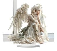 Decorhome Unique Desk Centerpiece Decor - Angel Acrylic Signs | 2D Art Desk Ornament | Elegant Pot Plant Decoration Display for Home | Beautiful Crystal Ball Angel Acrylic Flat Sign | Inspirational