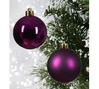 Decoris 12 Fig Purple Christmas Tree Baubles Shatterproof Hanging Decorations 6Cm Round