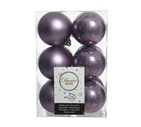Decoris 12 Luxury Shatterproof Christmas Baubles Tree Decs 6Cm Frosty Lilac