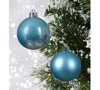 Decoris 144 Sugar Blue Baubles Shatterproof Christmas Tree Hanging Decorations 6Cm