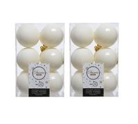 Decoris 2 X 12 Wool White Christmas Baubles 6Cm Shatterproof Tree Ornaments Shiny Matt