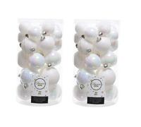 Decoris 2 X 30 White Iridescent Christmas Baubles Shatterproof Tree Decor Glitter Shiny Iris