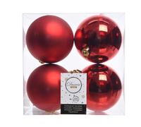 Decoris, 22167, Christmas Baubles, Plastic, Shatterproof, Glossy and Matte, Red