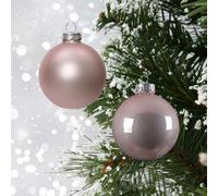 Decoris 24 Mini Glass Christmas Baubles Blush Pink 25mm