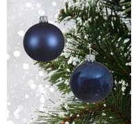 Decoris 24 Mini Glass Christmas Baubles Night Blue Tree Decorations 25mm Xmas
