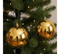 Decoris 2X Large Gold Christmas Tree Bauble 14Cm Round Xmas Tree Ornament Decoration
