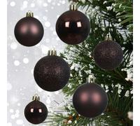 Decoris 30 Black Truffle Baubles Christmas Tree Decorations Brown Shatterproof Ornaments