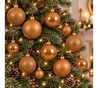 Decoris 30 Caramel Brown Baubles Shatterproof Christmas Tree Hanging Decor