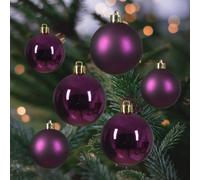 Decoris 30 Fig Purple Christmas Tree Baubles Shatterproof Hanging Decoration 4Cm 5Cm 6Cm