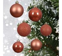 Decoris 30 Orange Baubles Christmas Tree Decorations Spiced Pumpkin Hanging Ornaments