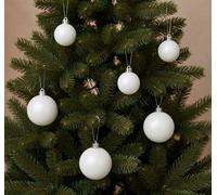 Decoris 30 Winter White Baubles Christmas Tree Decorations Shatterproof