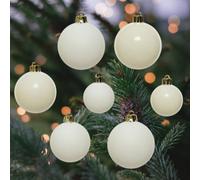 Decoris 30 Wool White Christmas Tree Baubles Shatterproof Hanging Decoration 4Cm 5Cm 6Cm