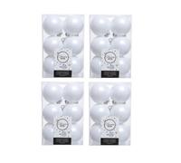 Decoris 4 X 12 Luxury Shatterproof Christmas Baubles Tree Decorations 60mm - Winter White