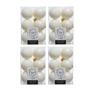 Decoris 4 X 12 Wool White Christmas Baubles 6Cm Shatterproof Tree Ornaments Shiny Matt