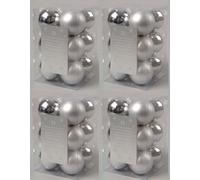 Decoris 48 Silver Christmas Baubles Shatterproof Tree Decorations 6Cm Silver