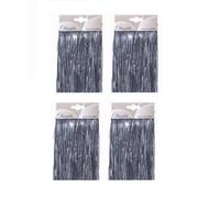 Decoris 4X Silver Lametta Foil Tinsel Garland Strands Christmas Tree Decoration 50Cm X 40Cm