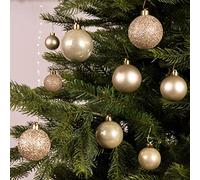 Decoris 60 Pearl Gold Christmas Baubles Shatterproof Tree Decoration Glitter Shiny Gold