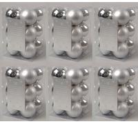 Decoris 72 Silver Christmas Baubles Shatterproof Tree Decorations 6Cm Silver