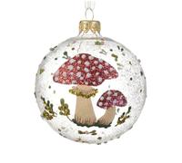 Decoris 8cm Clear Glass Mushroom Bauble - Nature or Wildlife, Modern - Christmas