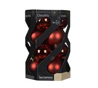 Decoris Baubles Shatterproof Shiny Matt, Red