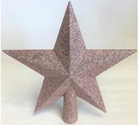 Decoris Blush Pink Christmas Tree Star Topper Rose Gold Glitter Tree Decoration 19Cm