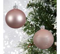 Decoris Blush Pink Glass Christmas Baubles Tree Decor Pack Of 6 8Cm Rose Gold Baubles