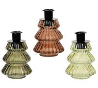 Decoris Candle Holder Glass Multicoloured Assorted 12 cm (Pack of 1)