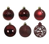 Decoris Christmas Bauble Burgundy Shatterproof 6 cm diameter Pack of 37