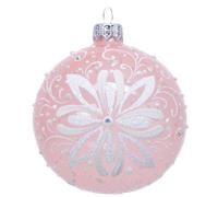 Decoris Christmas bauble Glass Flower Pink