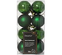 Decoris Christmas Bauble Green Shatterproof 4 cm diameter Pack of 16