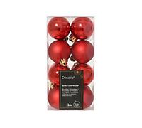 Decoris Christmas Bauble Red Shatterproof 4 cm diameter Pack of 16