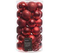 Decoris Christmas Bauble Red Shatterproof 6 cm diameter Pack of 37