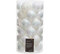 Decoris Christmas Bauble White Shatterproof 6 cm diameter Pack of 37