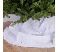 Decoris Christmas Snow Blanket Tree Skirt 100Cm Diameter Silver Star Glitter