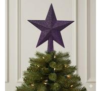 Decoris Fig Purple Christmas Tree Topper Star Purple Glitter Tree Decoration 19Cm
