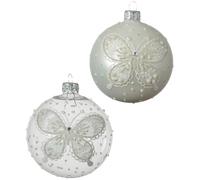 Decoris Glass Christmas bauble with butterfly