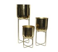 Decoris Gold Iron Planter-24cm Diameter, 66cm Height, One Size