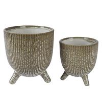 Decoris Green Stoneware Planter-14.5cm Diameter, 16cm Height, One Size