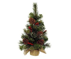 Decoris Mini Artificial Snowy Pine Cone and Berry Tree