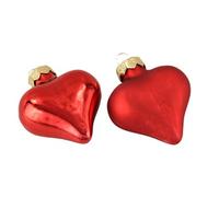 Decoris Mini Glass Heart Christmas Baubles Christmas Red Pack Of 12 4.5Cm Tree Decor