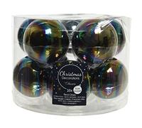 Decoris Pack Of 10 Black Iris Iridescent Glass Christmas Tree Baubles Tree Ornaments 6cm Black Baubles