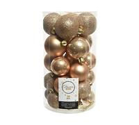Decoris Pack Of 30 Butterscotch Christmas Baubles Shatterproof Tree Ornaments Glitter Shiny Gold