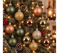 Decoris Pack Of 30 Christmas Tree Baubles Shatterproof Rosemary Brandy Pearl