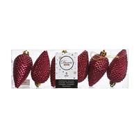 Decoris Pack of 6 Oxblood Glitter Pinecones