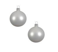Decoris Pack Of 6 Real Glass Christmas Tree Baubles Decoration 8Cm Winter White