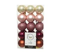 Decoris Set Of 30 Pink Christmas Tree Baubles Blush Pink Gold Orange Mix 60mm Hanging Tree Decorations