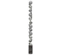 Kaemingk Set of 14 - Mini Matt/Shiny/Glitter Christmas Tree Baubles Mix in Tube - 3cm (Silver)